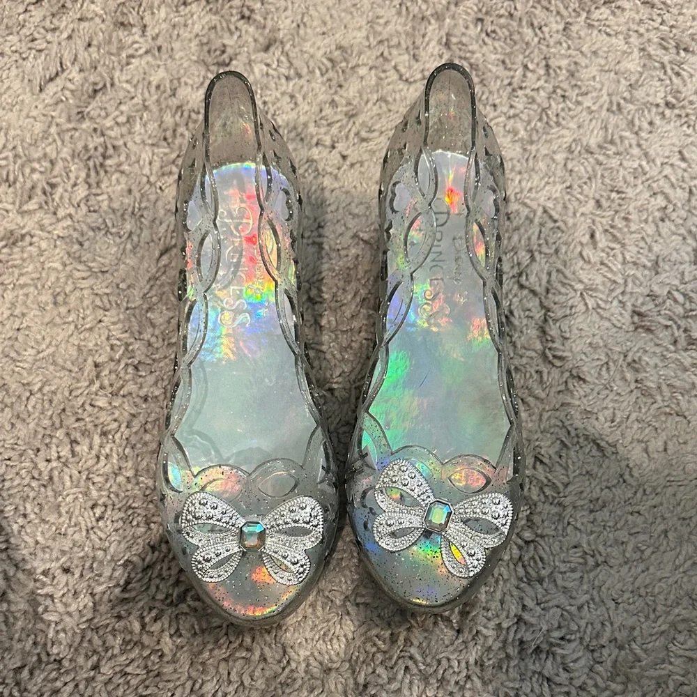 Disney Princess Silver Girl’s Shoes with Rhinestone Bow